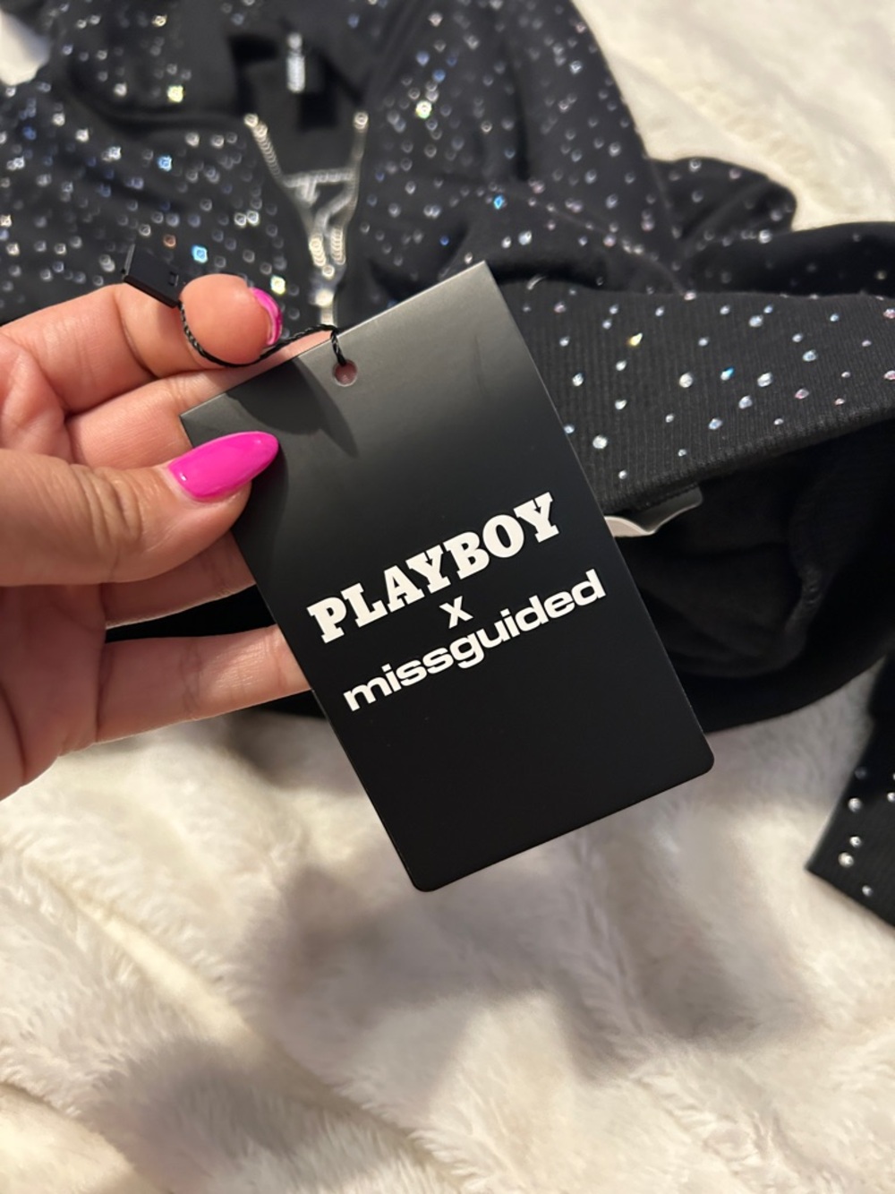 PLAYBOY Black Speckle Back-Logo Cropped Hoodie - Picture 6 of 7